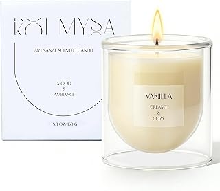 Vanilla Scented Candle for Home Fragrance, Warm Cozy Glass Jar Candle Gifts for Women Girl Friends