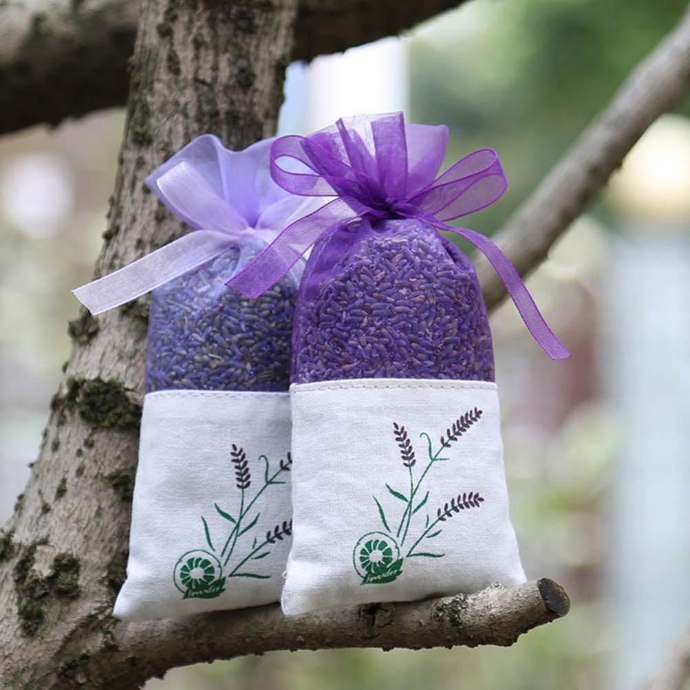 Gatuida 30 Pcs Empty Sachet Bags Flower Printed Drawstring Purse for Dried Herbs Lavender Storage Portable Home Fragrance Sachets 6.49X2.83In