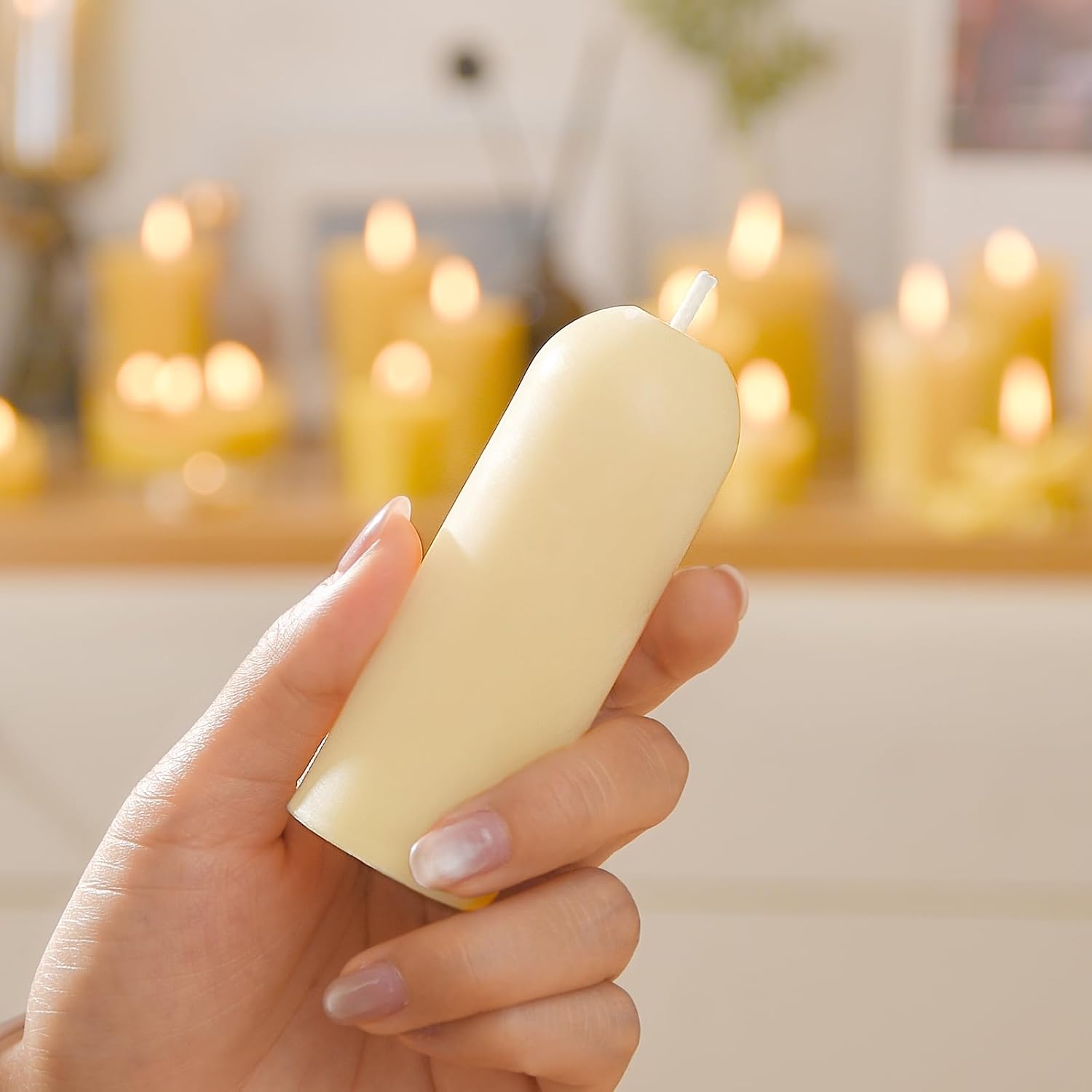 White Small Pillar Candles 4-Pack - 10-Hour Long Burning 100% Natural Beeswax Candles, Perfect for Everyday Use, Home & Travel, Power Outages，Classic Pillar Style (3.5"x1.3")