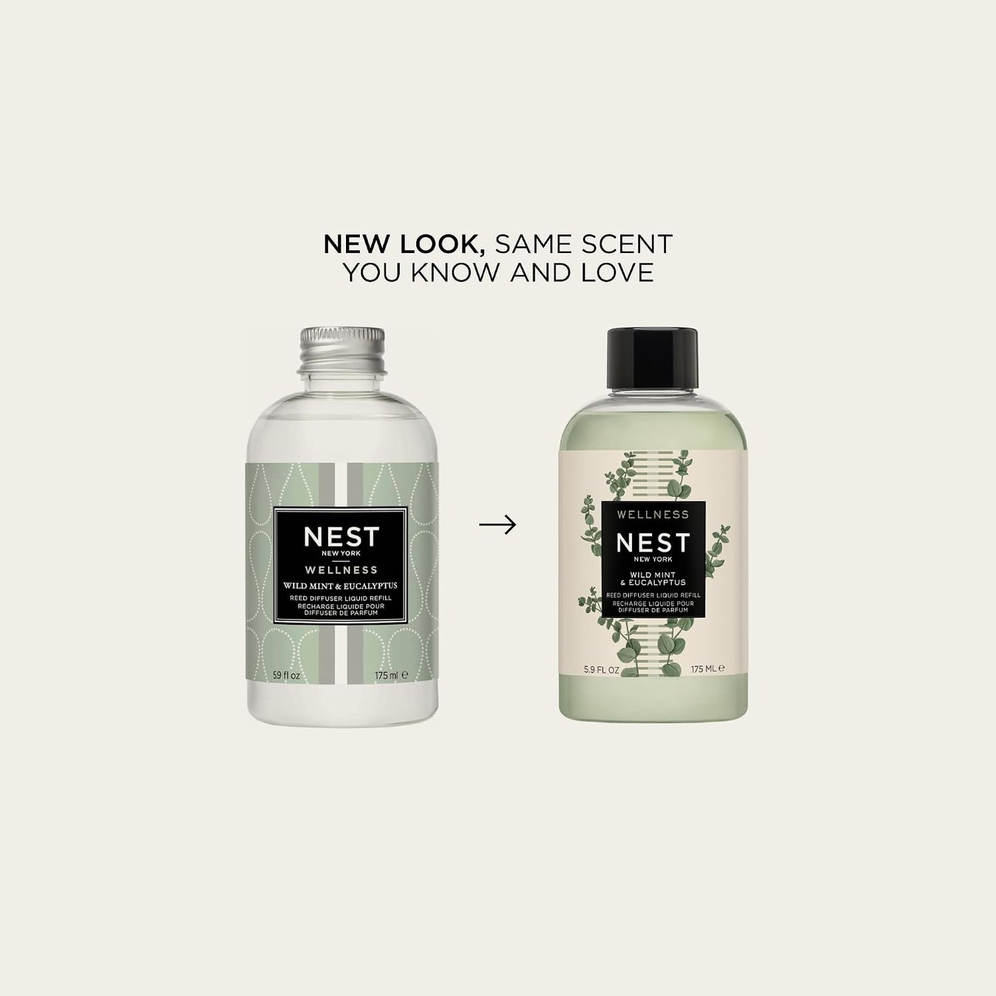 NEST New York Reed Diffuser Liquid Refill Bundle, Wild Mint & Eucalyptus - Includes Three 5.9 fl oz Refill Bottles