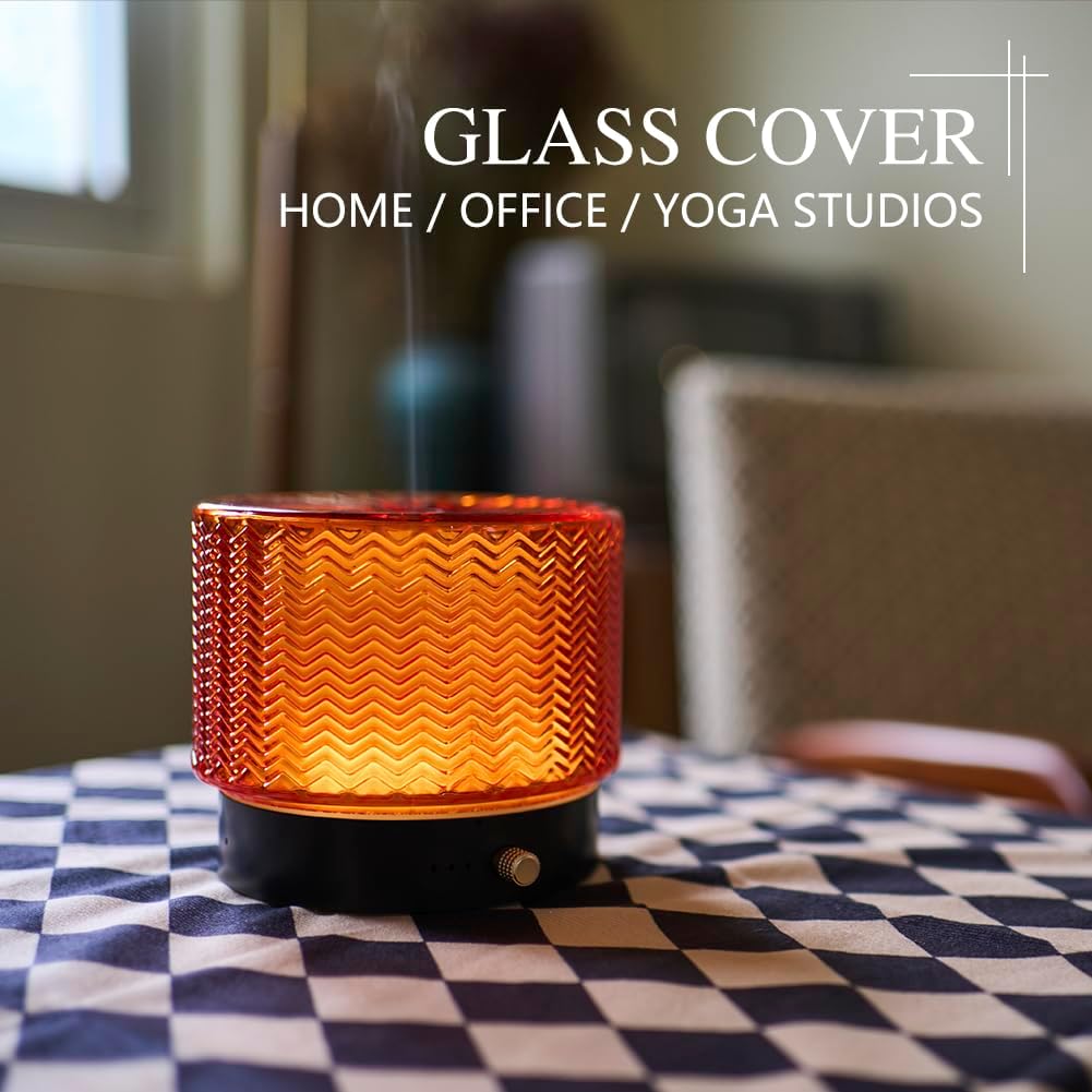 Glass Essential Oil Diffuser - 140ml Ultrasonic Aroma Diffuser with Adjustable Mist Modes, 4 Timers, and Mood Light