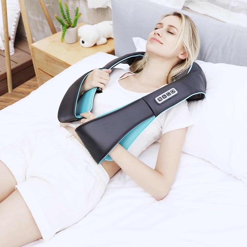Mo Cuishle Women Men Gifts, Shiatsu Back Shoulder and Neck Massager with Heat, Electric Deep Tissue 4D Kneading Massage, Best Gifts for Mom Dad Wife Husband her Him, Christmas, Birthday (NOT Cordless)