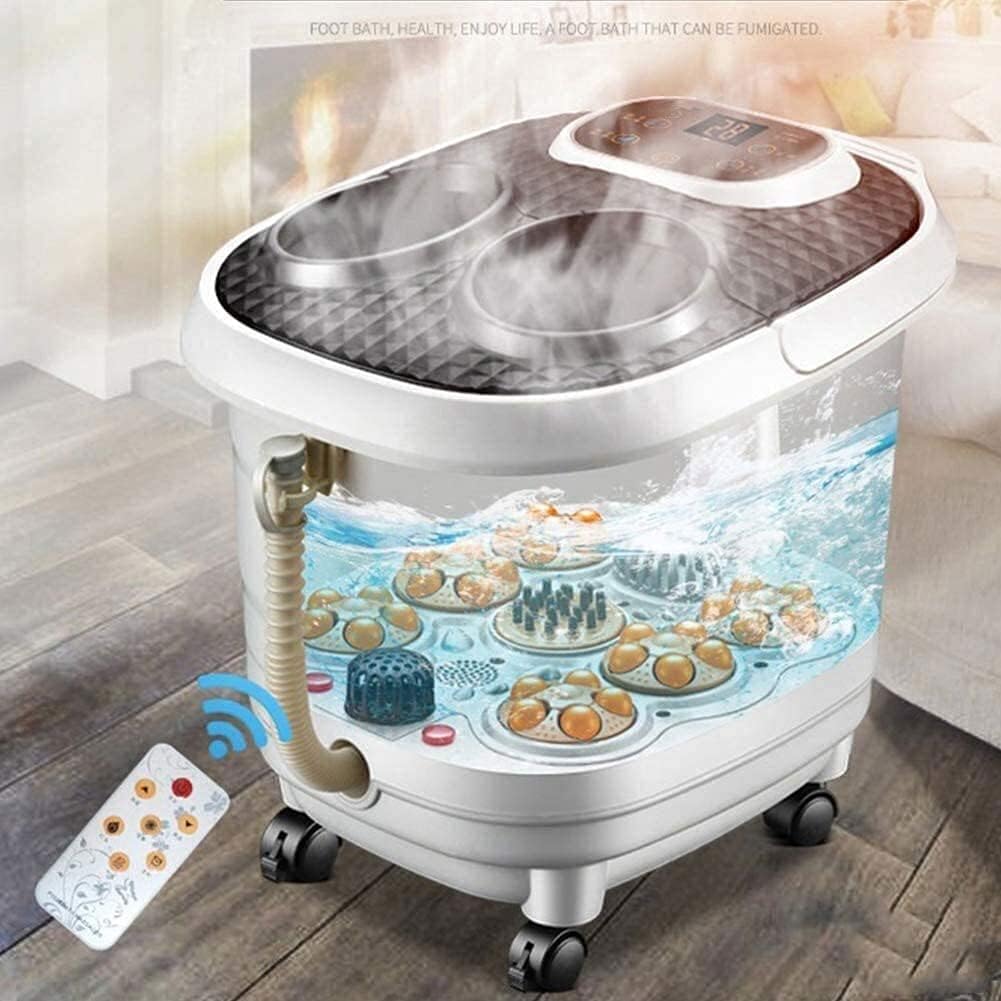 Foot Spa Foot Bath Massager with Heat & 6 Motorized Massage Rollers, Adjustable Time & Temperature, O2 Bubbles, Rotating Pedicure Stone for Relieve Foot Pressure
