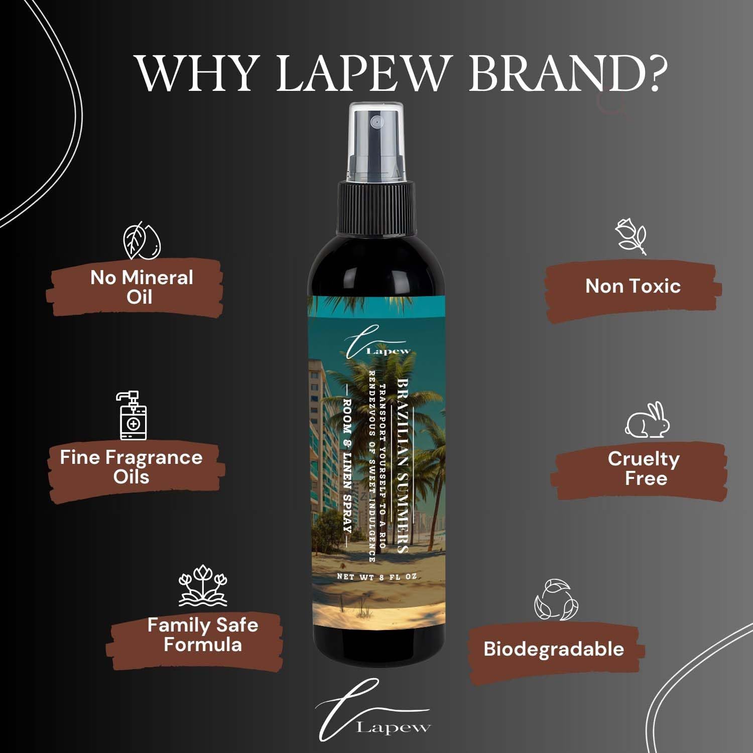 Lapew Room & Linen Spray | Fragrance Mist for Home, Car & Office | Fabric & Air Freshener | Neutralizing Mist | Made in USA | Brazilian Summers