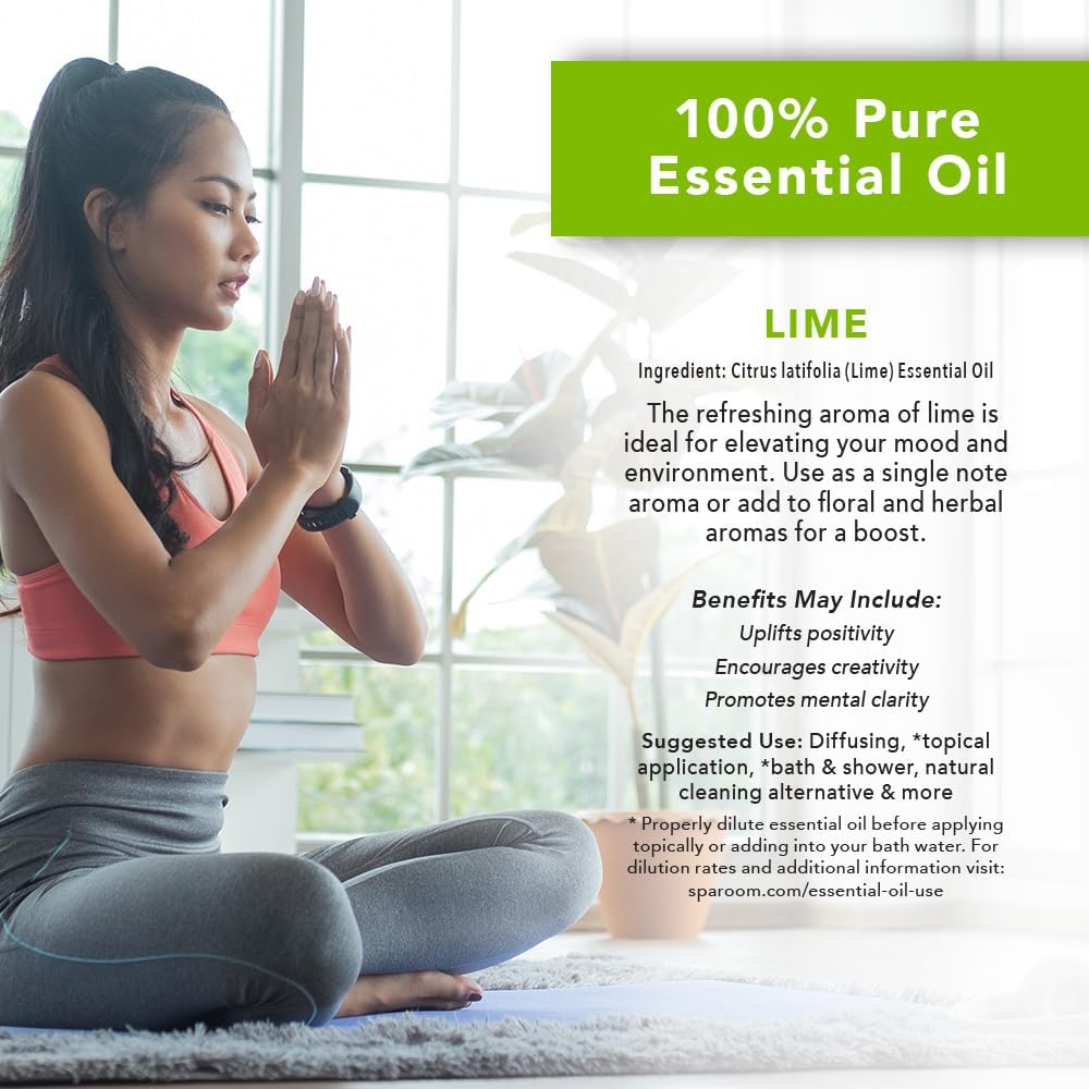 SpaRoom Aromatherapy 100% Pure Undiluted Essential Oil, Elevate Lime, 10 mL