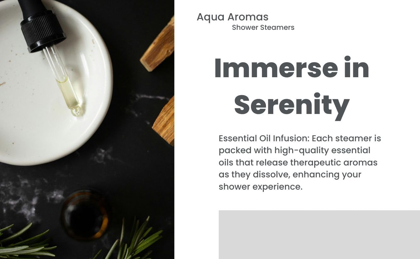 Aqua Aromas Shower Steamers - Aromatherapy Variety Shower Bombs, 15 Count - Eucalyptus, Chamomile, and Mint Essential Oils for Relaxation & Invigoration - Spa-Like Experience
