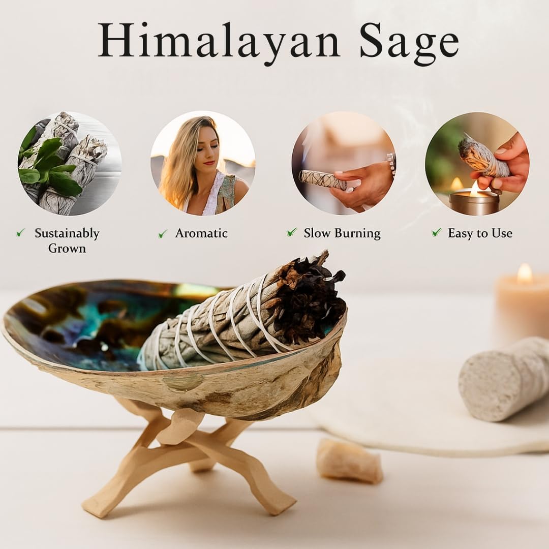 Bless-International Himalayan-Sage-Mullein-Nettle-Lemongrass-Incense Premium-100%-Natural-and-Organic Handcrafted-4-Inches-Long Used-for-Home-Cleansing-Meditation-Smudging-Rituals