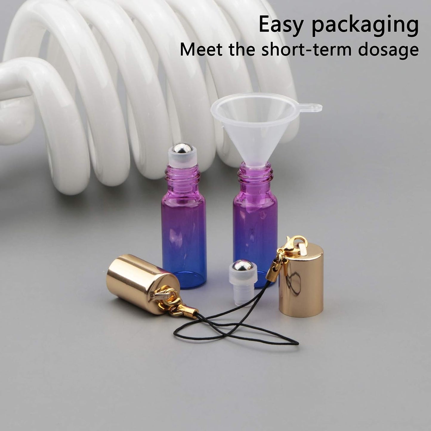 Kesell 15pcs 5ml Glass Roller Bottles Roll on Bottle Stainless Ball Gradient Color for Essential Oils, Aromatherapy Blends, Perfumes