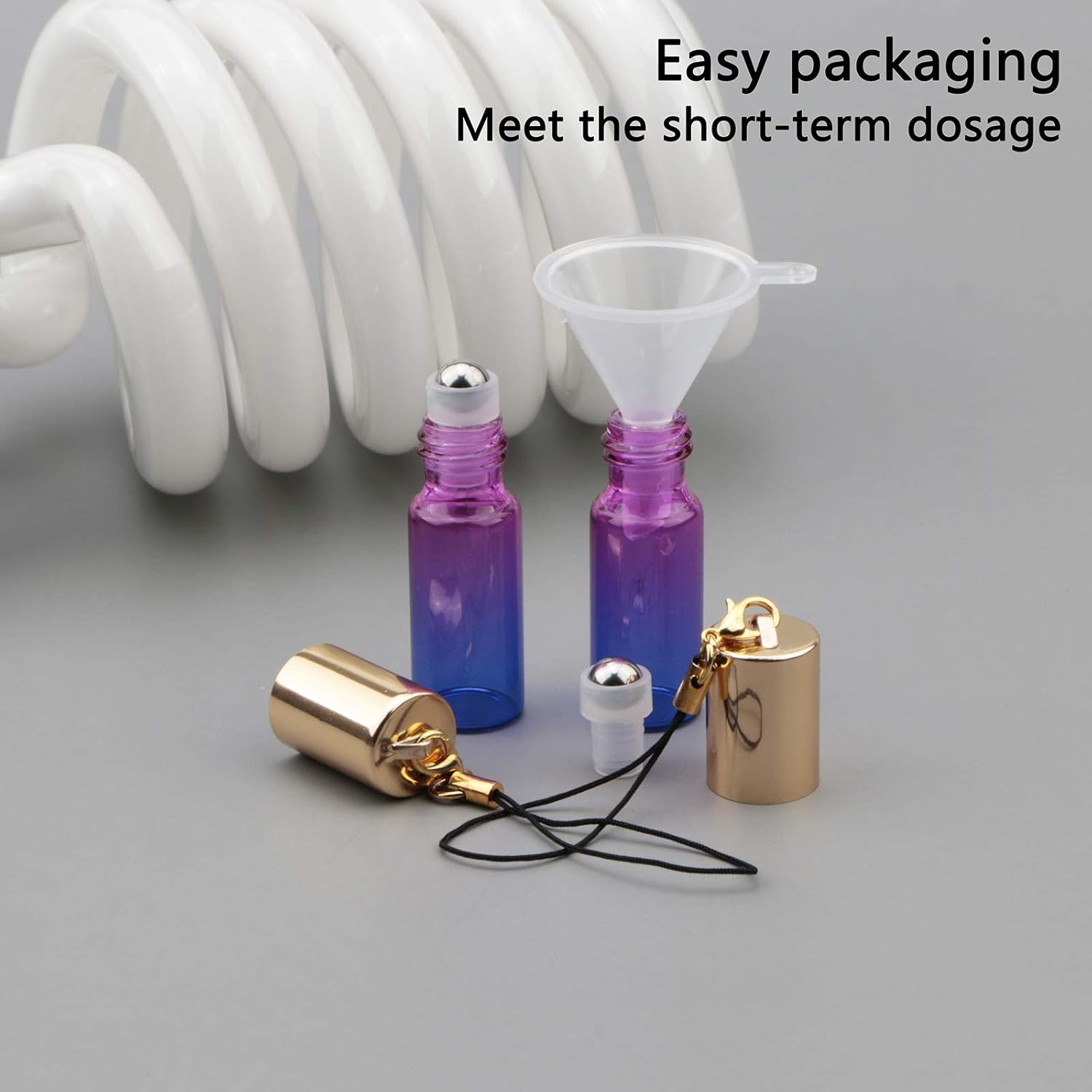 Kesell 15pcs 5ml Glass Roller Bottles Roll on Bottle Stainless Ball Gradient Color for Essential Oils, Aromatherapy Blends, Perfumes