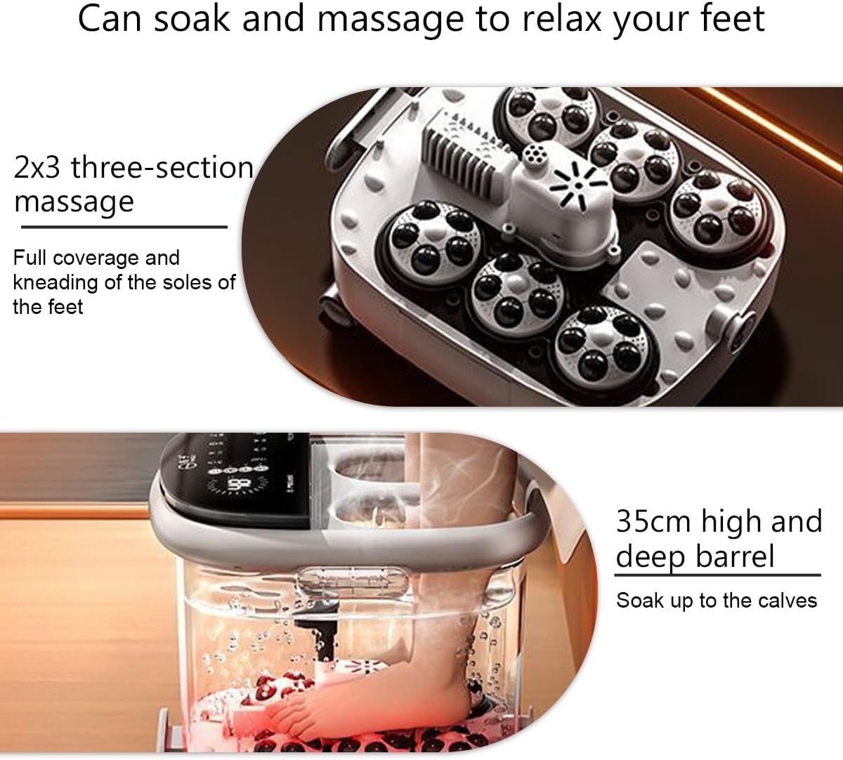 Foot Massager spa, Foot Spa Bath Massager, with Circulation Heat, Tub for Stress Relief, with Heat and Massage Rollers, for Relaxation & Pain Relief - Gifts(White-A)