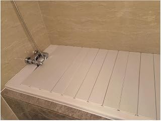 Bathtub Caddy Tray Folding Bathtub Cover, White PVC Plastic Dust-Proof Board Shutter Bath Lid Insulation Cover for Spa, Bathroom & Shower, 0.6cm Thickness (Color : White, Size : 66x85x0.6cm