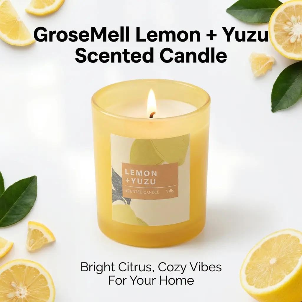 Lemon Scented Candle – 4.76 oz (135g) Natural Soy Wax, 30-Hour Clean Burn, Elegant Glass Jar, Home Fragrance & Thoughtful Gift for Home (Lemon)