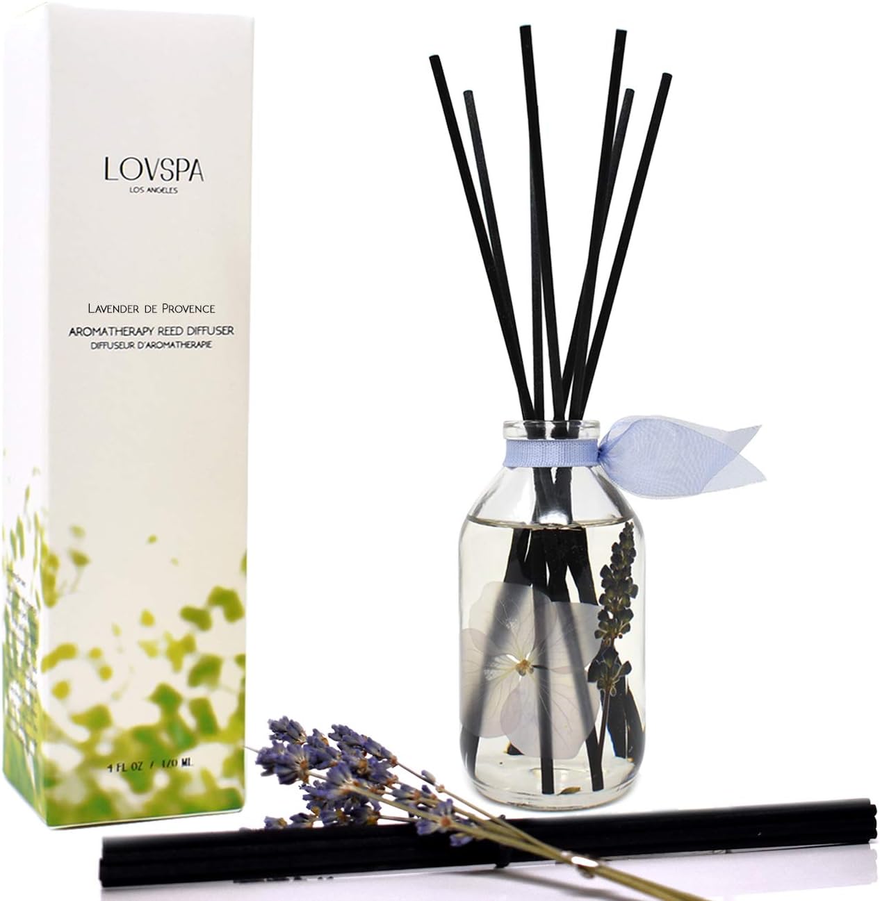 Reed Diffuser Set, Lavender De Provence Scented Oil Diffuser with Sticks, Home Fragrance Accessories for Bathroom Shelf Decor, Aroma Diffusers for Home or Office Desk, USA Made