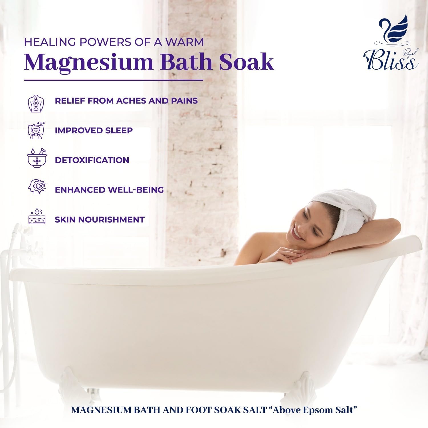 Royal Bliss Magnesium Bath & Foot Soak | Salt Flake 10 LB (160 OZ)