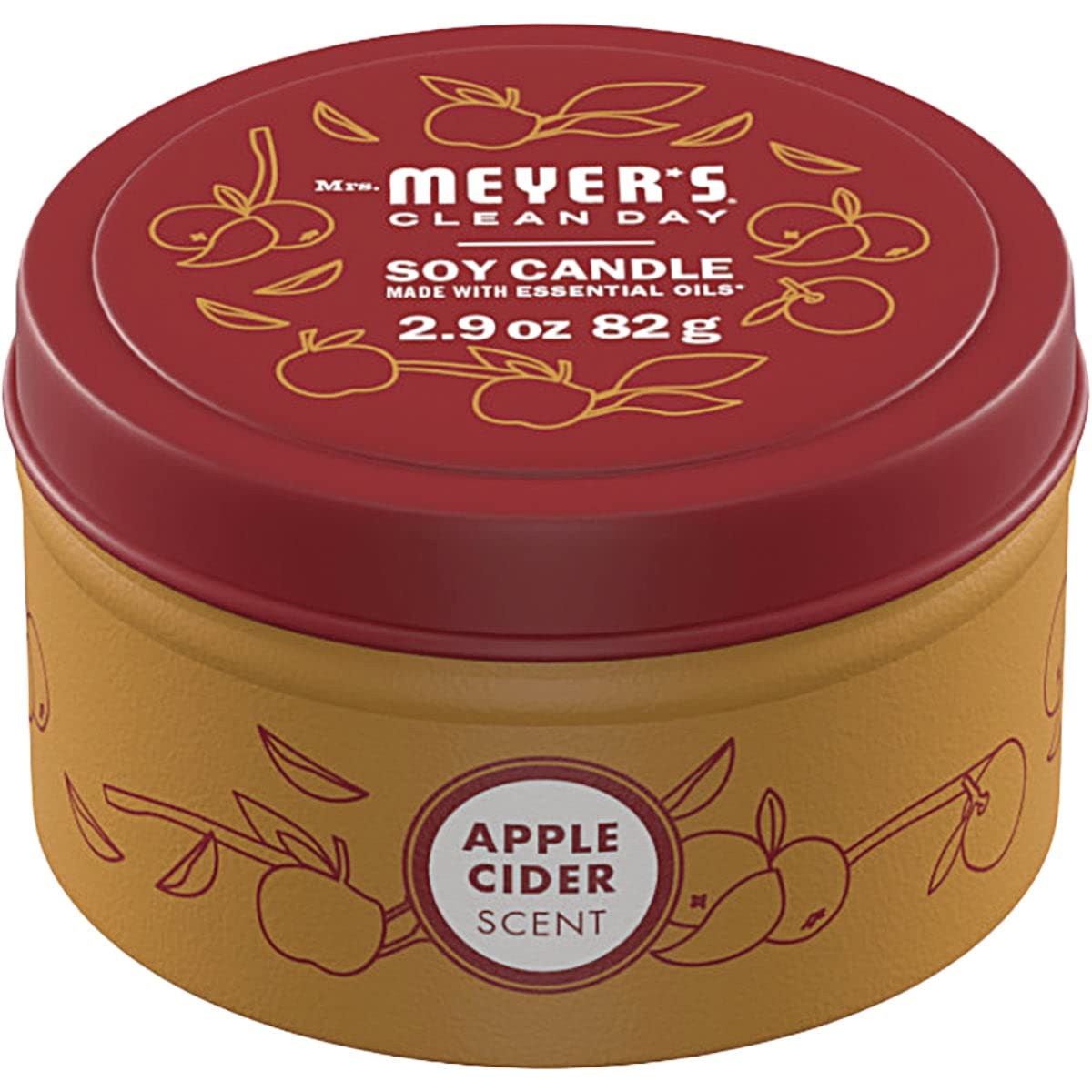 Mrs Meyer's Apple Cider Tin Candle, 2.9 OZ