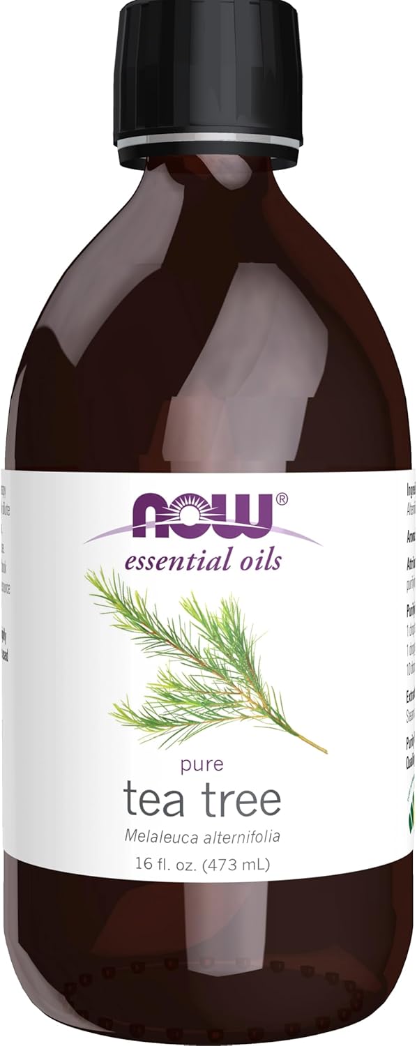 NOW Essential Oils, Tea Tree Oil, Cleansing Aromatherapy Scent, Steam Distilled, 100% Pure, Vegan, Child Resistant Cap, 16-Ounce