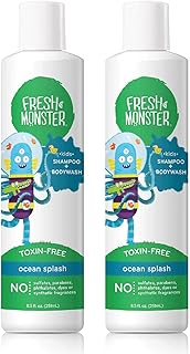 Fresh Monster 2-in-1 Natural Shampoo & Body Wash for Kids, Toxin-Free, Hypoallergenic, Ocean Splash (2 Pack, 8.5oz/each)