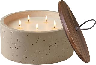 GalDal Scented Candle - Amber & Musk & Vanilla, 42 oz. 5 Wick Large Candle Made with Coconut Oil and Soy Blend Wax | Acacia Wood Lid