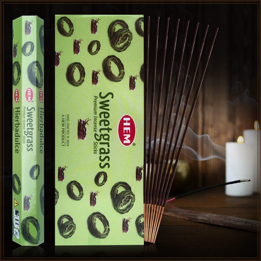 Sweetgrass Incense Sticks and Incense Stick Holder Bundle Sweet Grass Insence Insense Hem Incense Sticks