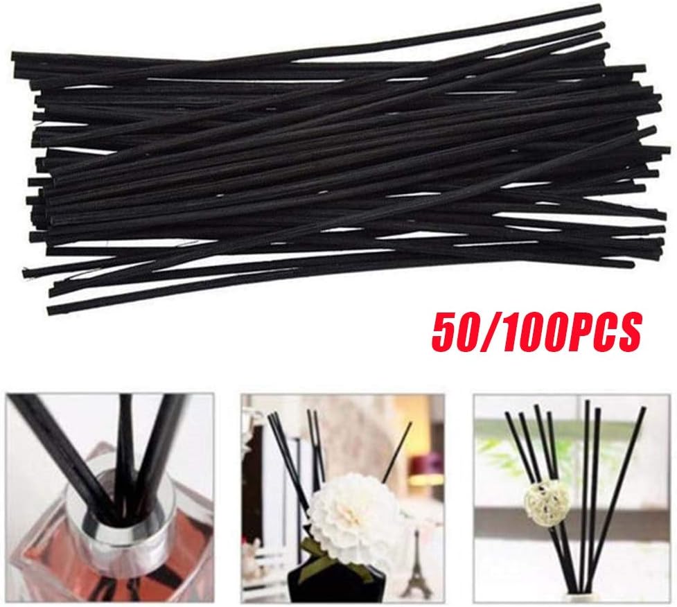 50/100PCS Handmade Black Reed Rattan Diffuser Sticks, Home Decor Replacement Fiber Aromatherapy Diffuser Sticks(50PCS)
