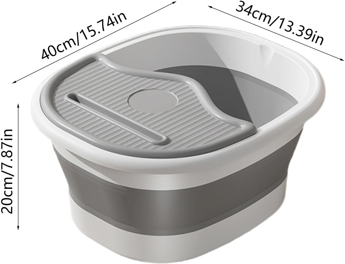 Collapsible Foot Bath Basin Foot Soaking Tub with Lid, Mobile Phones and Tablets Slot, Massage Collapsible Bucket Basin for Soaking Feet Wash Basin Small Bucket Footbath