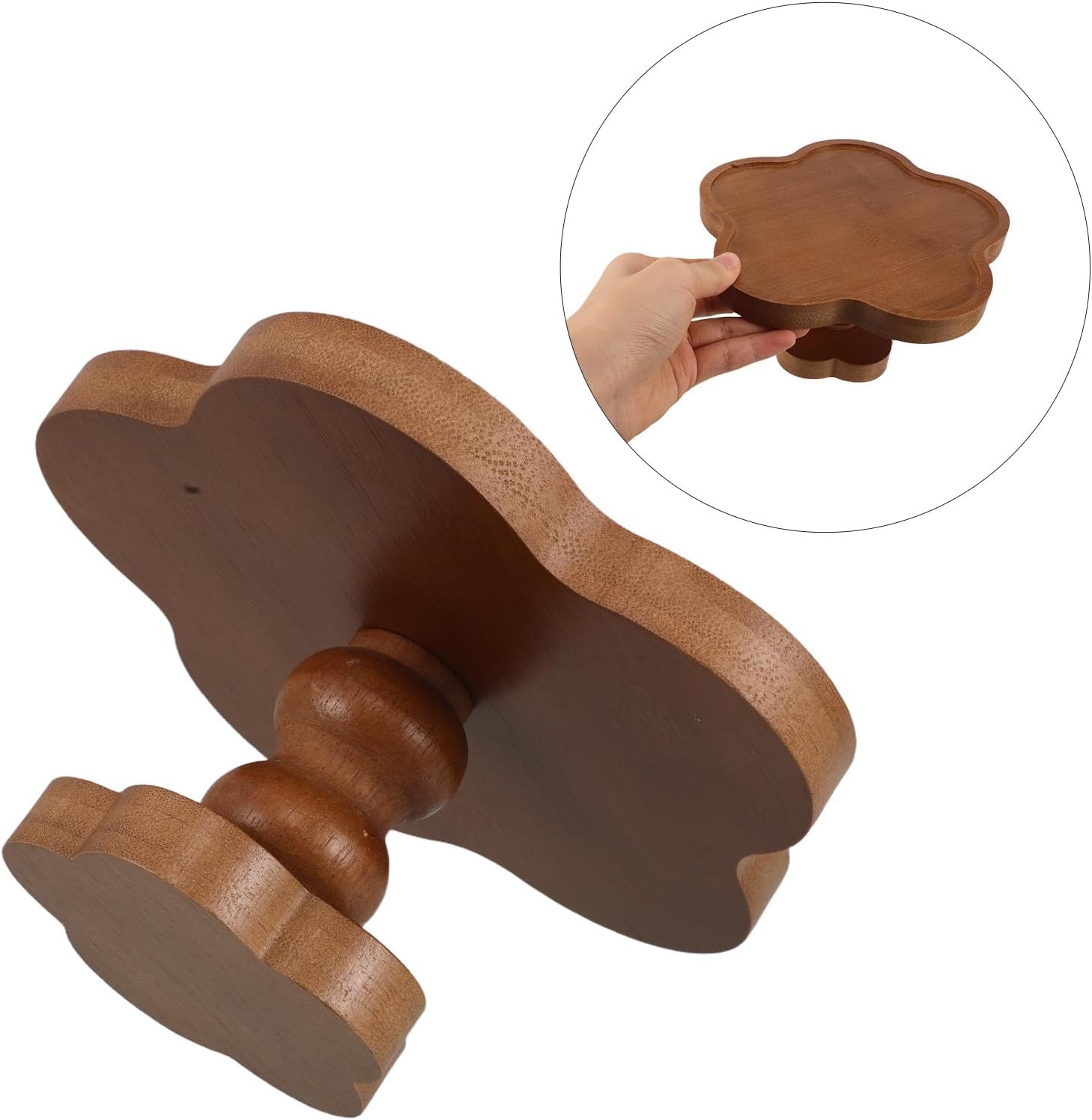 Footed Aromatherapy Candle Tray 17x9cm French Flower Wood Decorative Jewelry Plate Small Trinket Organizer for Home Décor and Tabletop Display