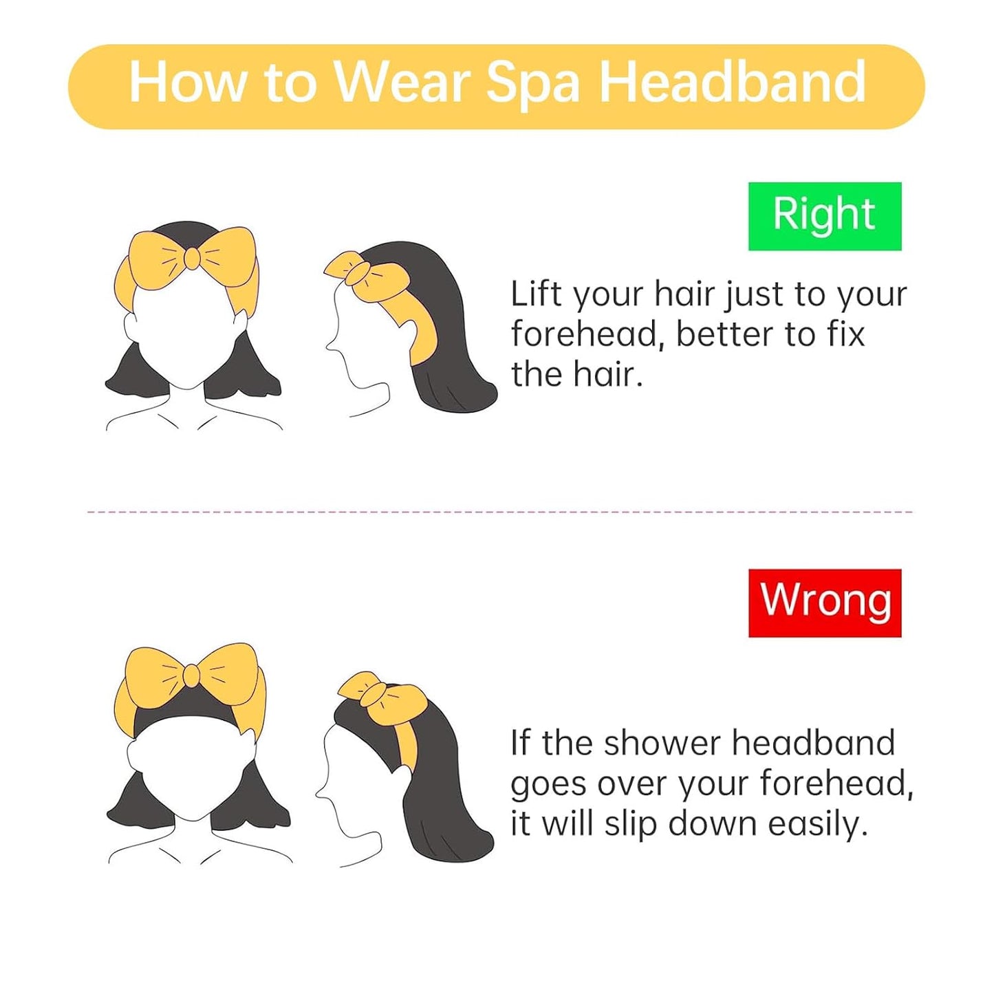 Ondder 8 PCS Yellow Bow Spa Headbands for Women, Soft Coral Fleece Non Slip Makeup Headbands for Face Washing Skincare Yoga
