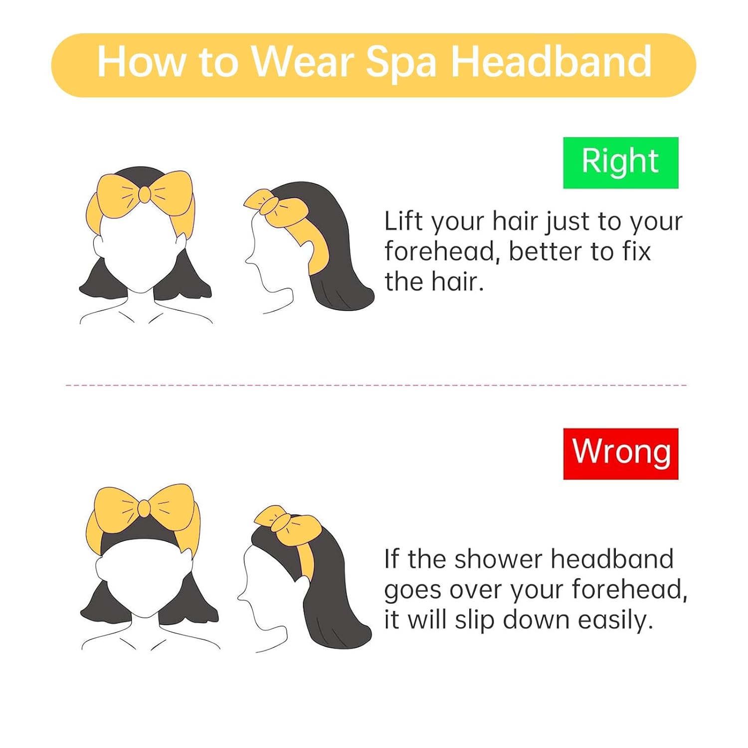 Ondder 8 PCS Yellow Bow Spa Headbands for Women, Soft Coral Fleece Non Slip Makeup Headbands for Face Washing Skincare Yoga