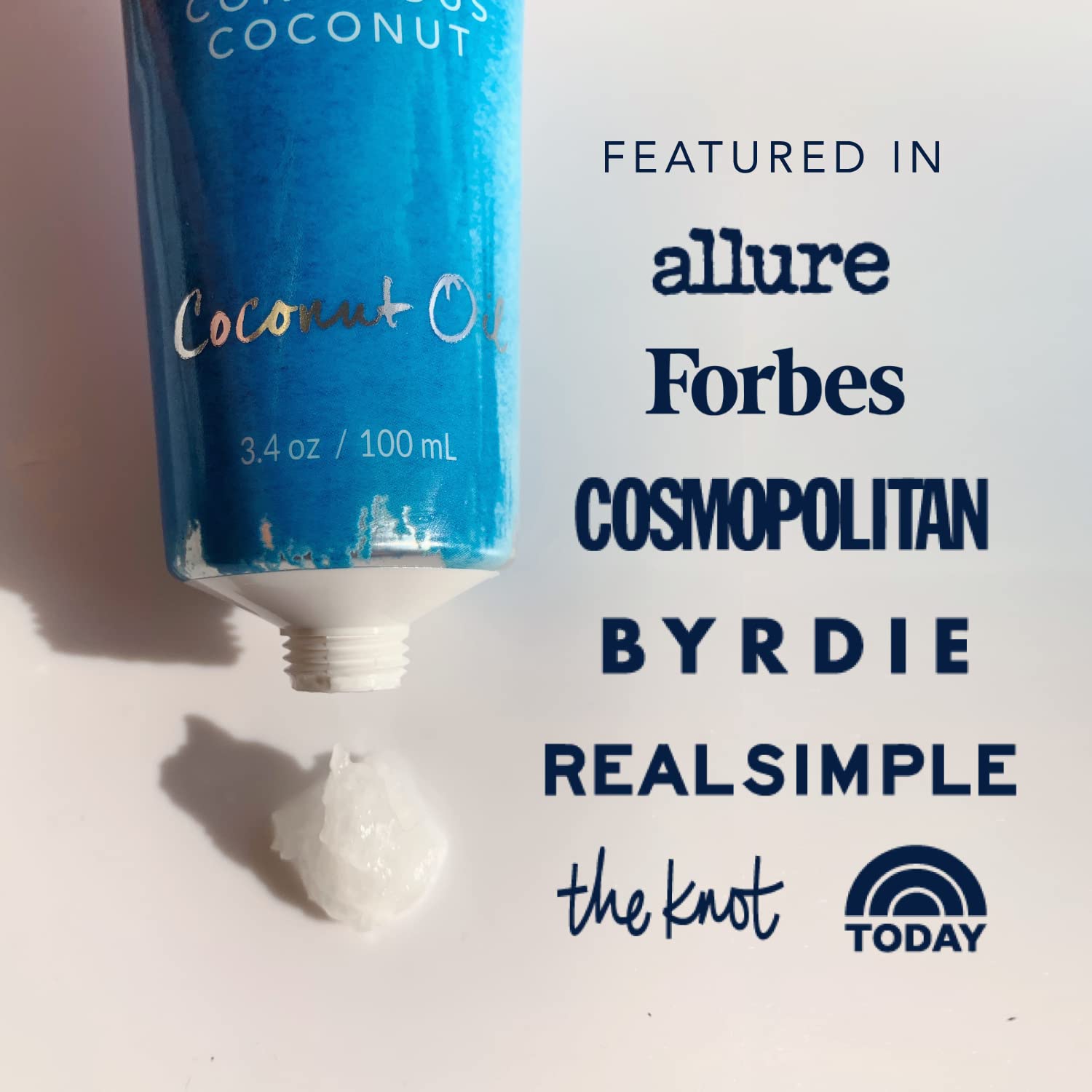 Conscious Coconut Travel-Ready Coconut Oil Tube (3.4 oz) – Organic, Fair Trade, Raw & Centrifuged | TSA-Approved Multipurpose Skin Care