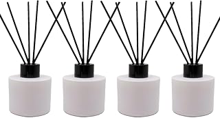100ML Reed Diffuser Sets,3.4 OZ Empty Matte Round Glass Bottle with Black Sticks,Fragrance Replacement Container for Home 4PCS (Matte White)