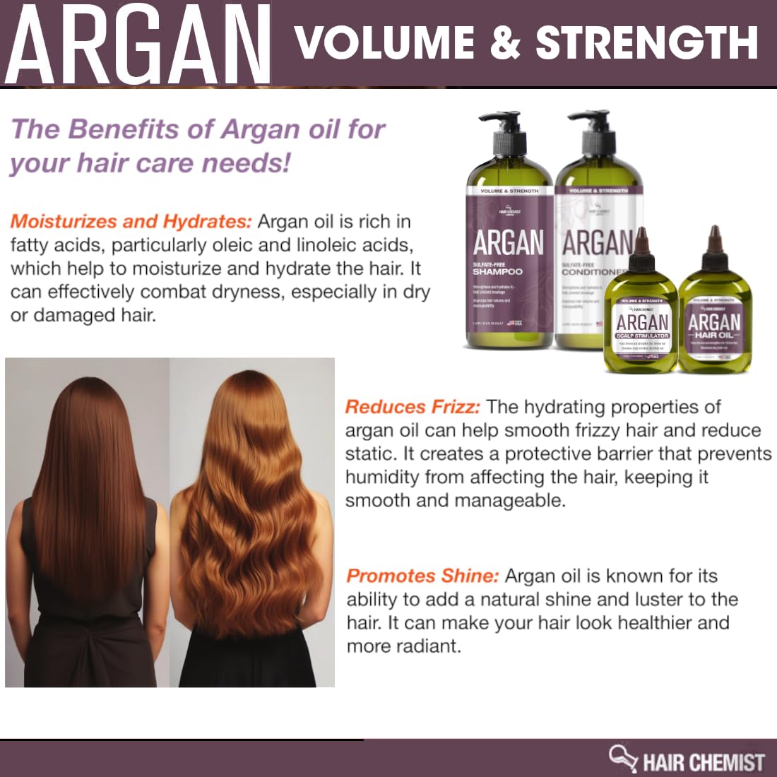 Hair Chemist Volume and Strength Hair Oil - Argan Oil 7.1 oz.