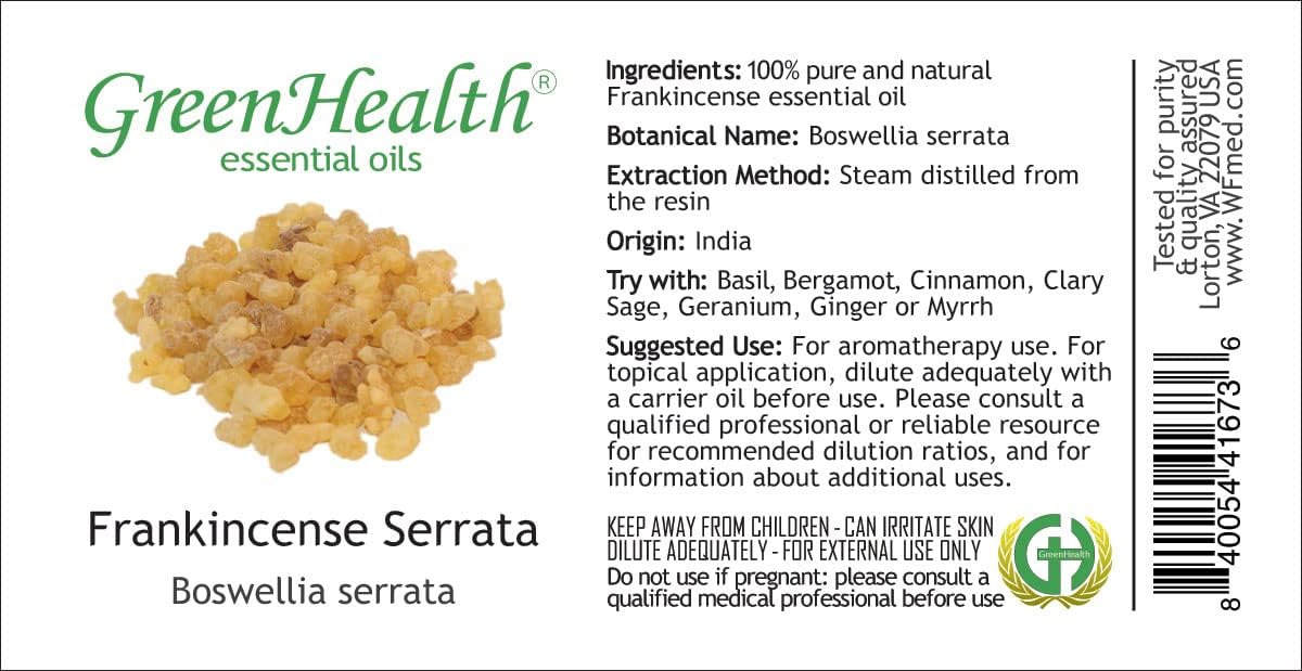 Frankincense – 1/6 fl oz (5 ml) Glass Bottle – 100% Pure Essential Oil – GreenHealth