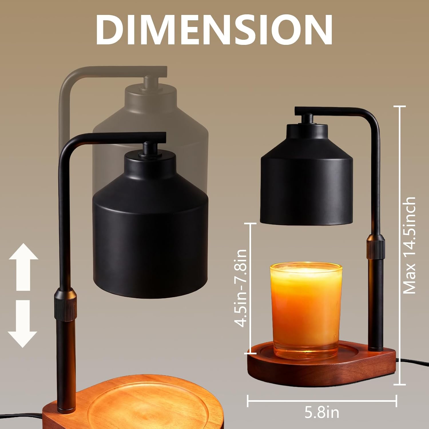 Candle Warmer Lamp with Timer and Dimmer- Electric Candle Lamp Warmer with Adjustable Height for Candle Wax Jar, Home Decor & Birthday Gifts for Women Mom Mothers Day, Candle Wax Warmer with 2 Bulbs