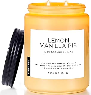 M&SENSE Lemon Vanilla Home Scented Candles, 19.4oz Organic Soy Wax, 110-Hour Clean Burning, Natural Candles Non Toxic, Citrus Scent for Relaxation, Aromatherapy Housewarming Gift for Men Women