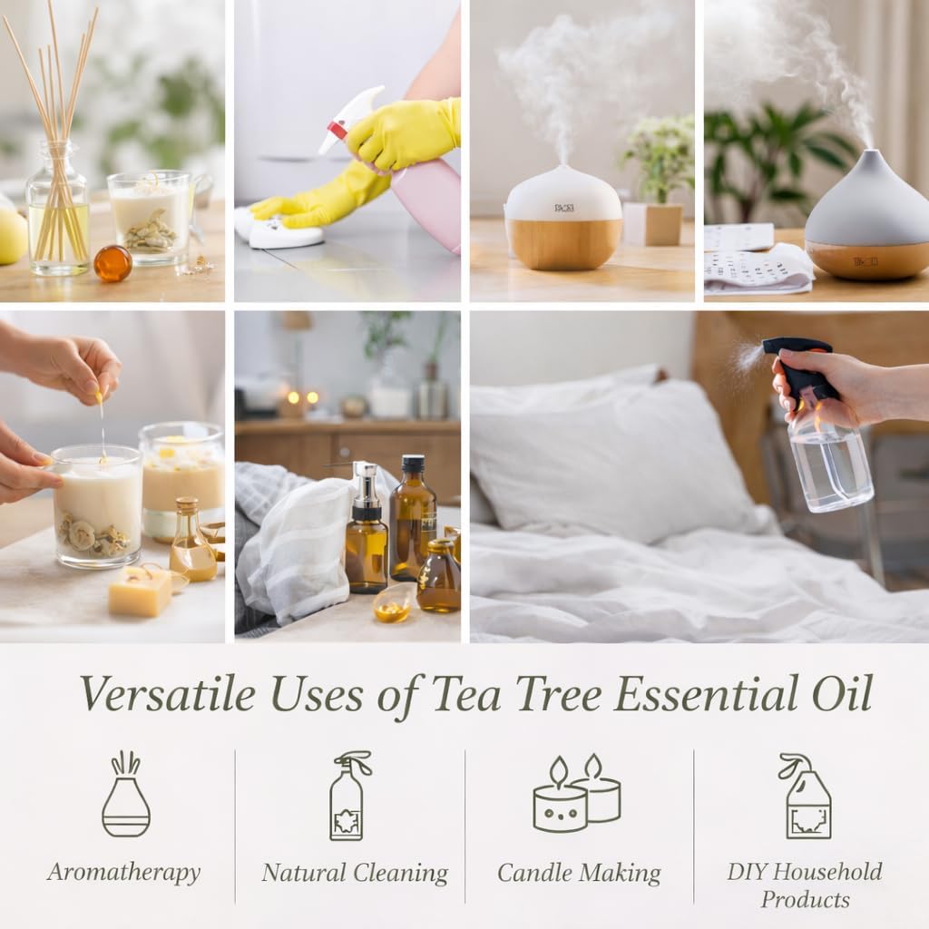 GreenHealth - 16 fl oz Tea Tree Essential Oil (100% Pure & Natural), Aluminum Bottle, Uncut