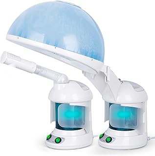 Nova Microdermabrasion Ionic Nano Mist 2 in 1 Hair Face Steamer, 360° Adjustable Steam Hood with Facial Sauna Attachment for Deep Moisturizing Hair Therapy and Skin Care at Home