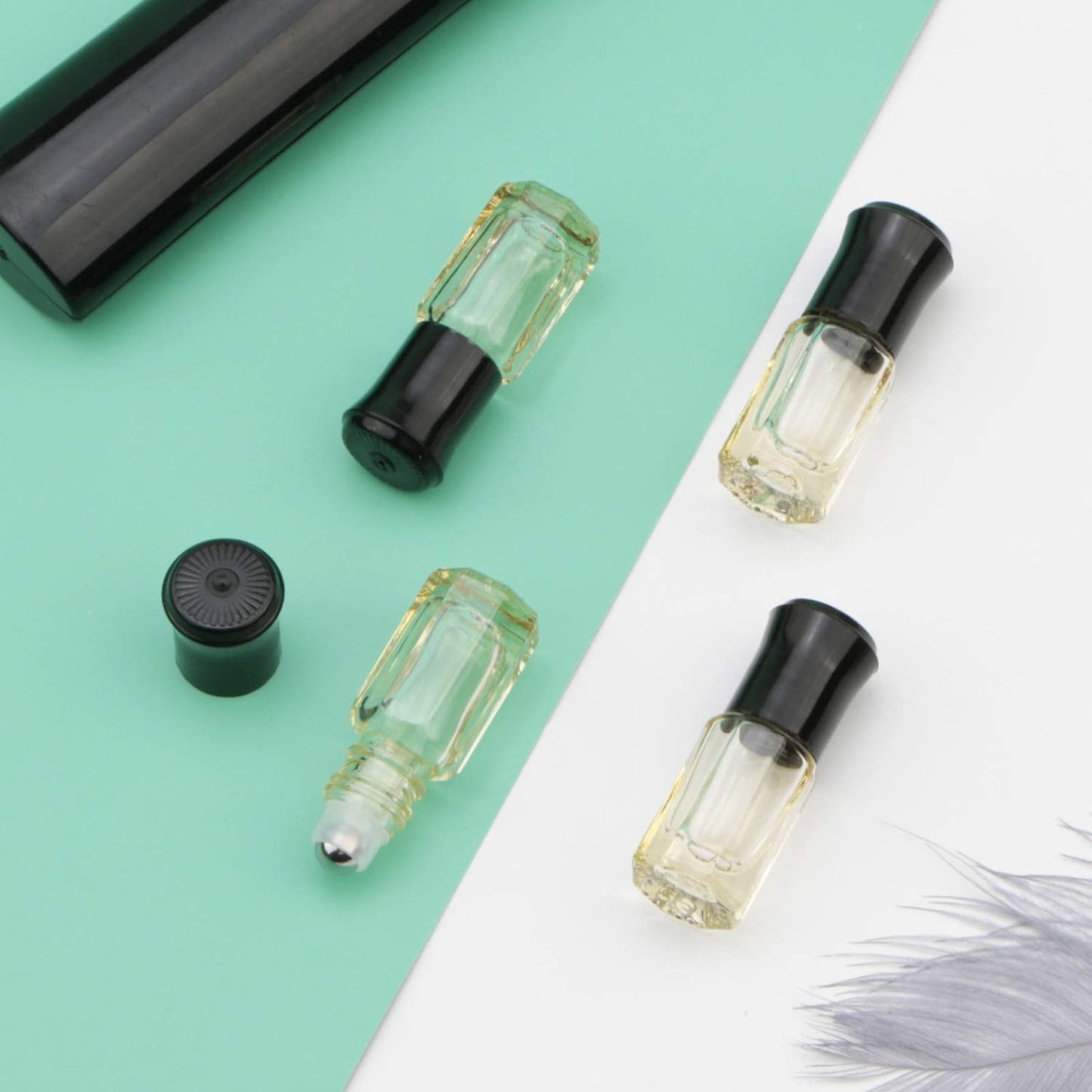 Essential Oil Roller Bottles, 8Pcs 3ml Roll-on Vials with Funnel, Mini Glass Massage Containers for Perfume Lip Balms Aromatherapy, Bright Yellow