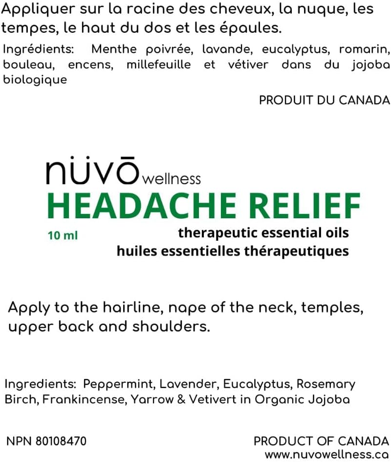 Migraine Relief Roll-On, Made with Peppermint, Lavender, Eucalyptus, & Other Aromatherapy Essential Oils, for Headaches, and Sore Muscles