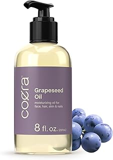 Coera Grapeseed Oil Cold Pressed | 8 fl oz | Moisturizer for Face, Hair, Skin, and Nails | Free of Parabens, SLS, & Fragrances