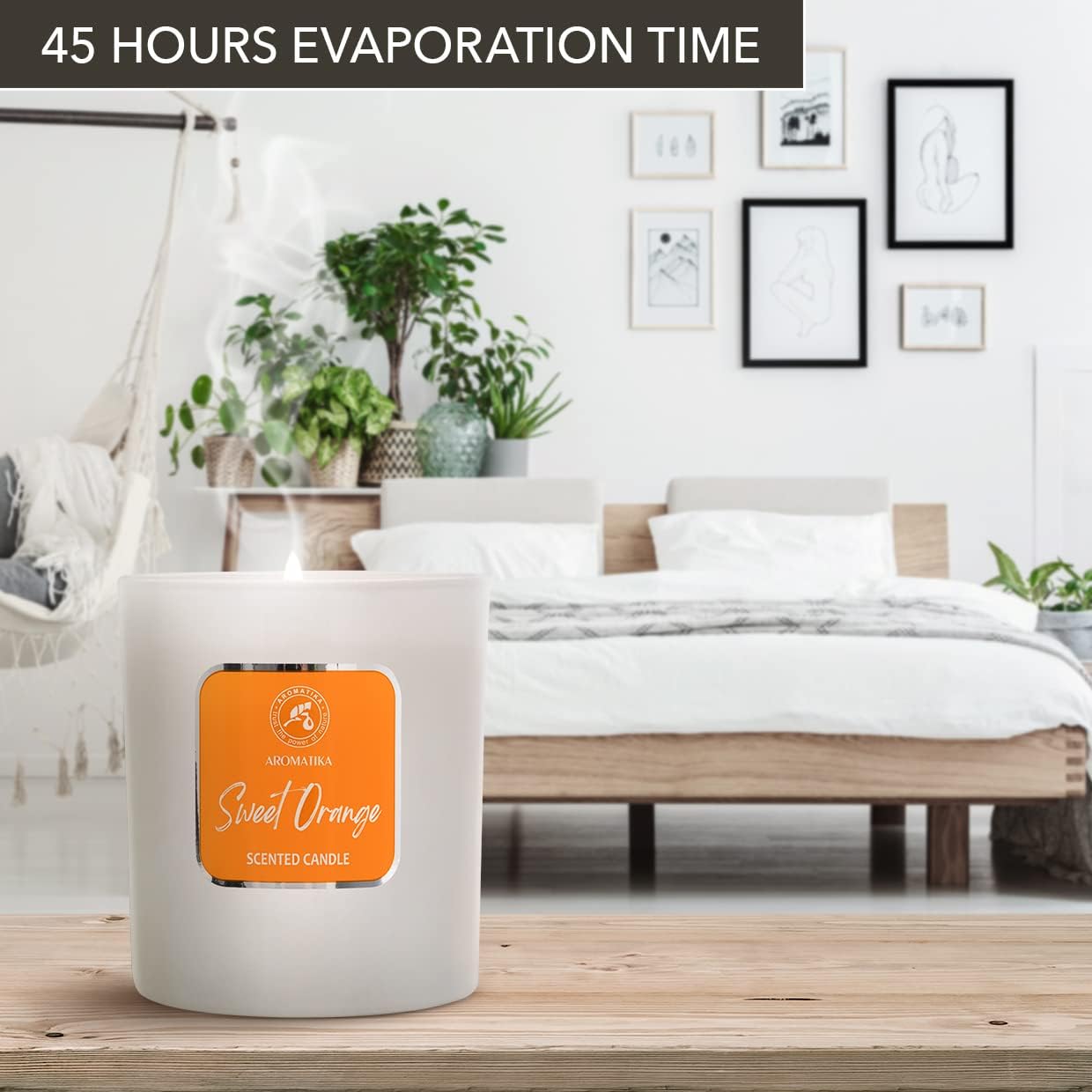 Sweet Orange Essential Oil Aromatherapy Soywax Candle - Up to 45 Hours Burn Time - Glass Candle Gift - Luxury and Sensual Soy Wax Candle