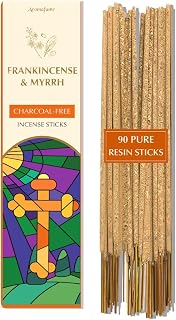 Frankincense & Myrrh Luxury Incense Sticks by Aromafume| 3x30 Sticks for Prayer, Meditation, Aromatherapy, Purification & Protection| Charcoal Free| Long Lasting Aroma, Spiritual Gifts