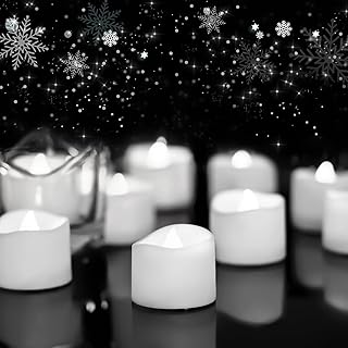 Homemory Cool White Flameless LED Tea Lights Candles, 200+Hour Battery Operated Fake Electric Votive TeaLights for Christmas, DIY Mood Lighting, Party, Holiday, Funeral, Home Decor, 24-Pack