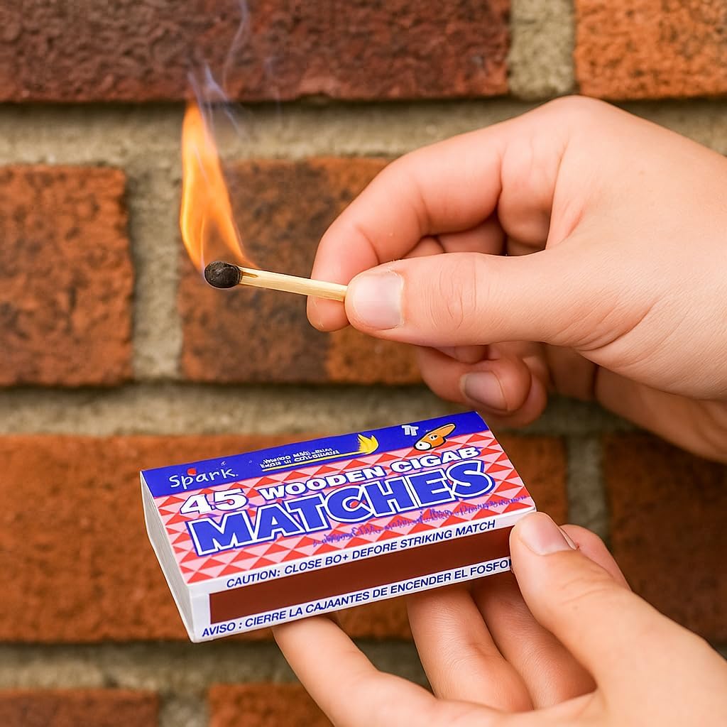 Spark 2-Pack Cigar Matches – 90 Wooden Sticks (45 per Box) – 98mm Long Safety Matchsticks for Cigars, BBQ & Home Use