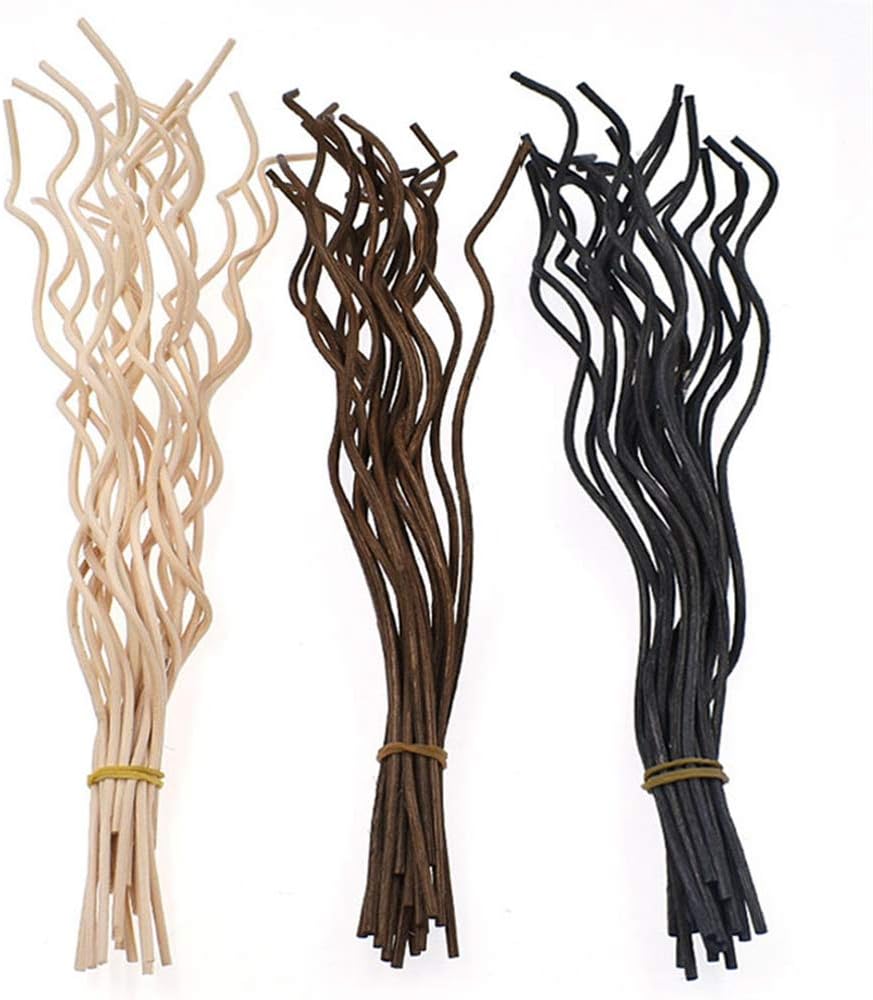 20/50 PCS Wavy Rattan Reed Diffuser Sticks, Handmade Fragrance Replacement Diffuser Sticks, for Bedroom Toilet Living Room(Black 20pcs)