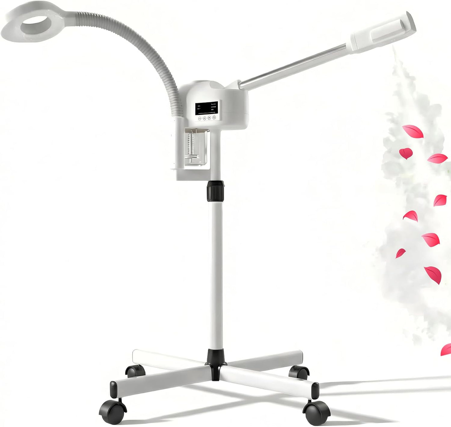 Facial Steamer Professional, Facial Steamer with Magnifying Lamp for Esthetician, 2 in 1 Ozone Steamer for Face, Face Steamer for Facial Deep Cleaning, White.