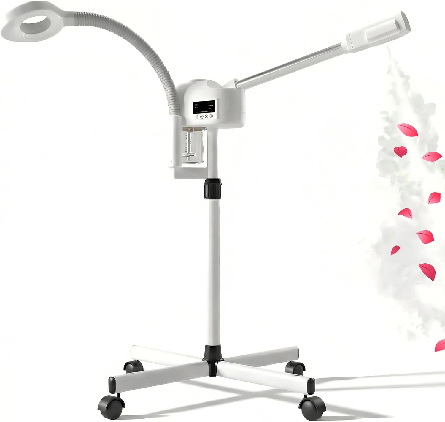 Facial Steamer Professional, Facial Steamer with Magnifying Lamp for Esthetician, 2 in 1 Ozone Steamer for Face, Face Steamer for Facial Deep Cleaning, White.