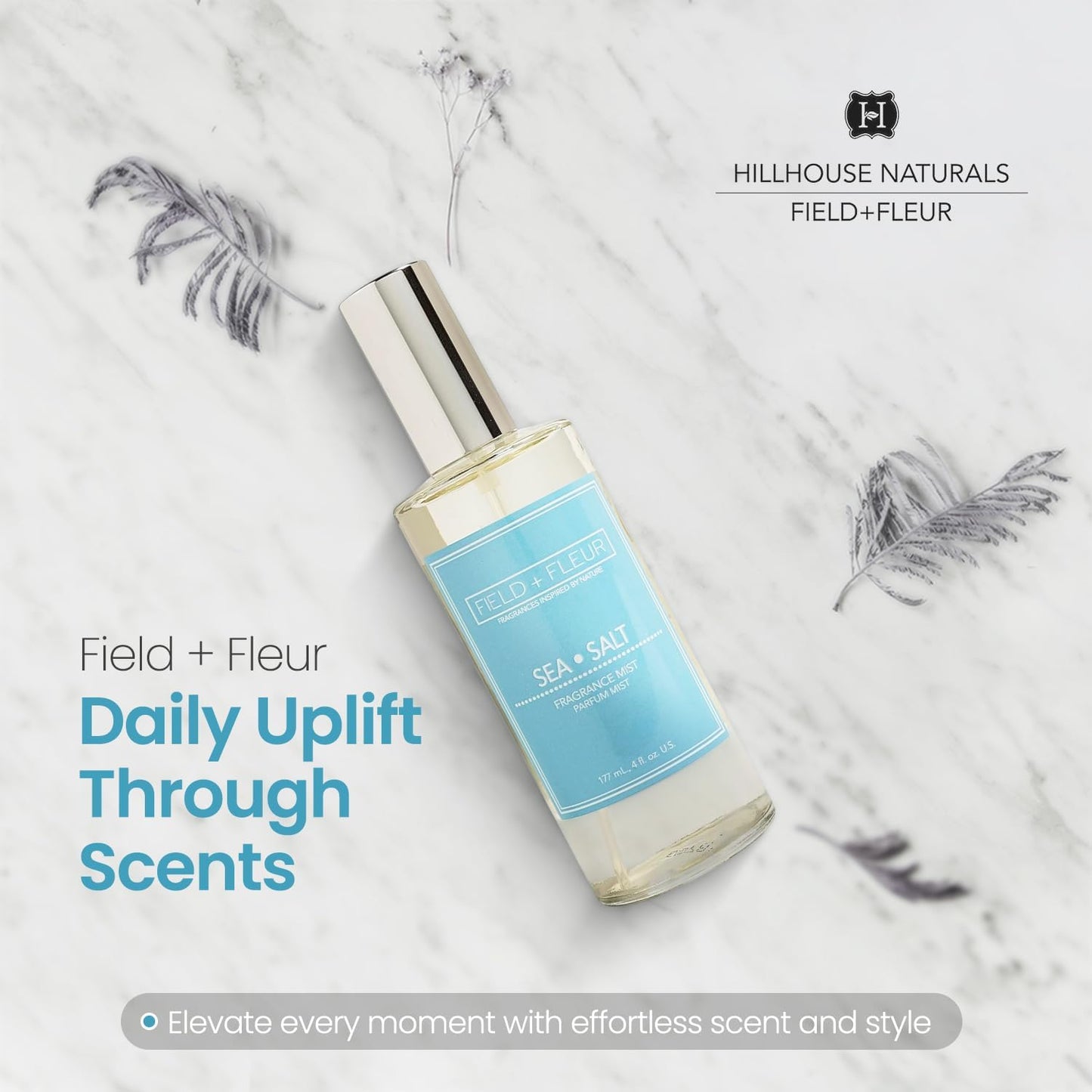 Natural Room and Linen Spray, Non-Toxic Fragrance Mist with Lemon, Jasmine & Rosewater – Long-Lasting Room Spray for Home, Bedding, Pillow, Sheets – Made in USA, 4oz - Sea Salt