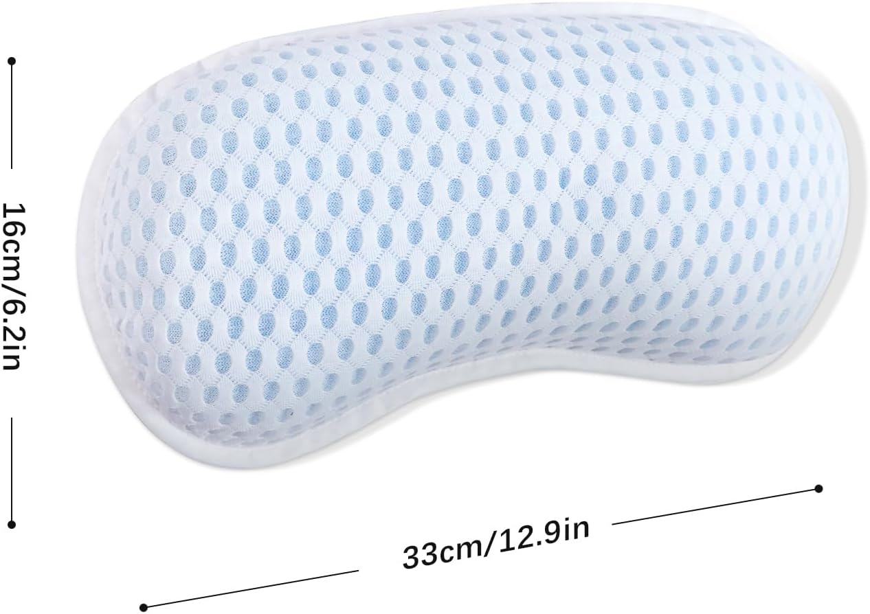 Bathtub Bath Pillows for Tub - Bathtub Pillow for Neck & Back Support with Ergonomic TPE, 4D Mesh Upgraded Bath Tub Pillow Headrest with 3 Strong Suction Cups & Hook, Bathroom Accessories, Spa Gifts