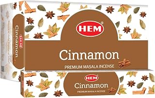 HEM Cinnamon Masala Incense Sticks – 12 Packets (15g Each) | Premium Handcrafted Aroma | Calming, Purifying Scent for Meditation & Yoga | Long-Lasting Fragrance for Home & Relaxation.