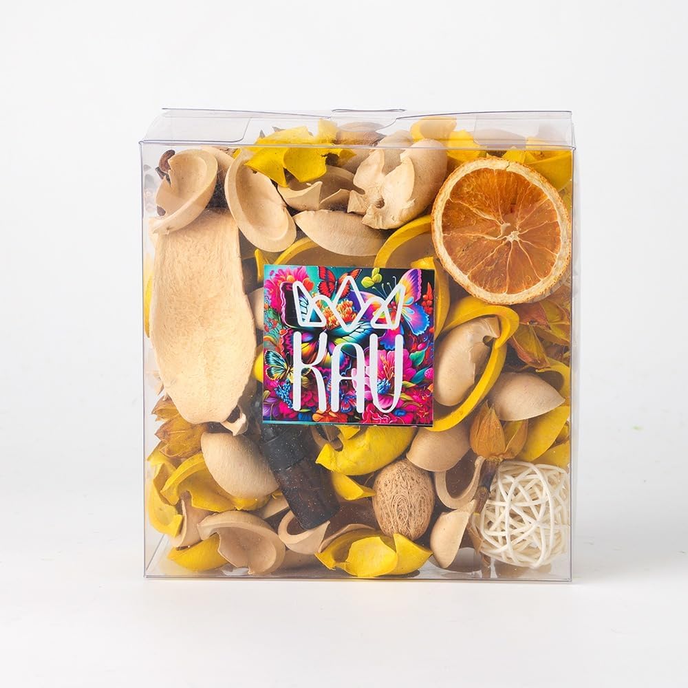 KAV Potpourri Bowl Filler, Spring Pot pourri Dried Flower Vase Fill Mix, Home Decor Scented Dry Petal Puporri, Cinnamon and Citrus, Natural Flower Home Fragrance 14 oz (Yelling Yellow)